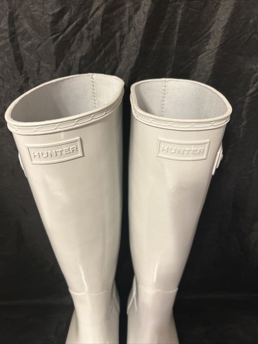 Hunter Original Tall Women's Refined GLOSS Tall Rain Boots Stormy Gray Size 7 - Picture 2 of 9