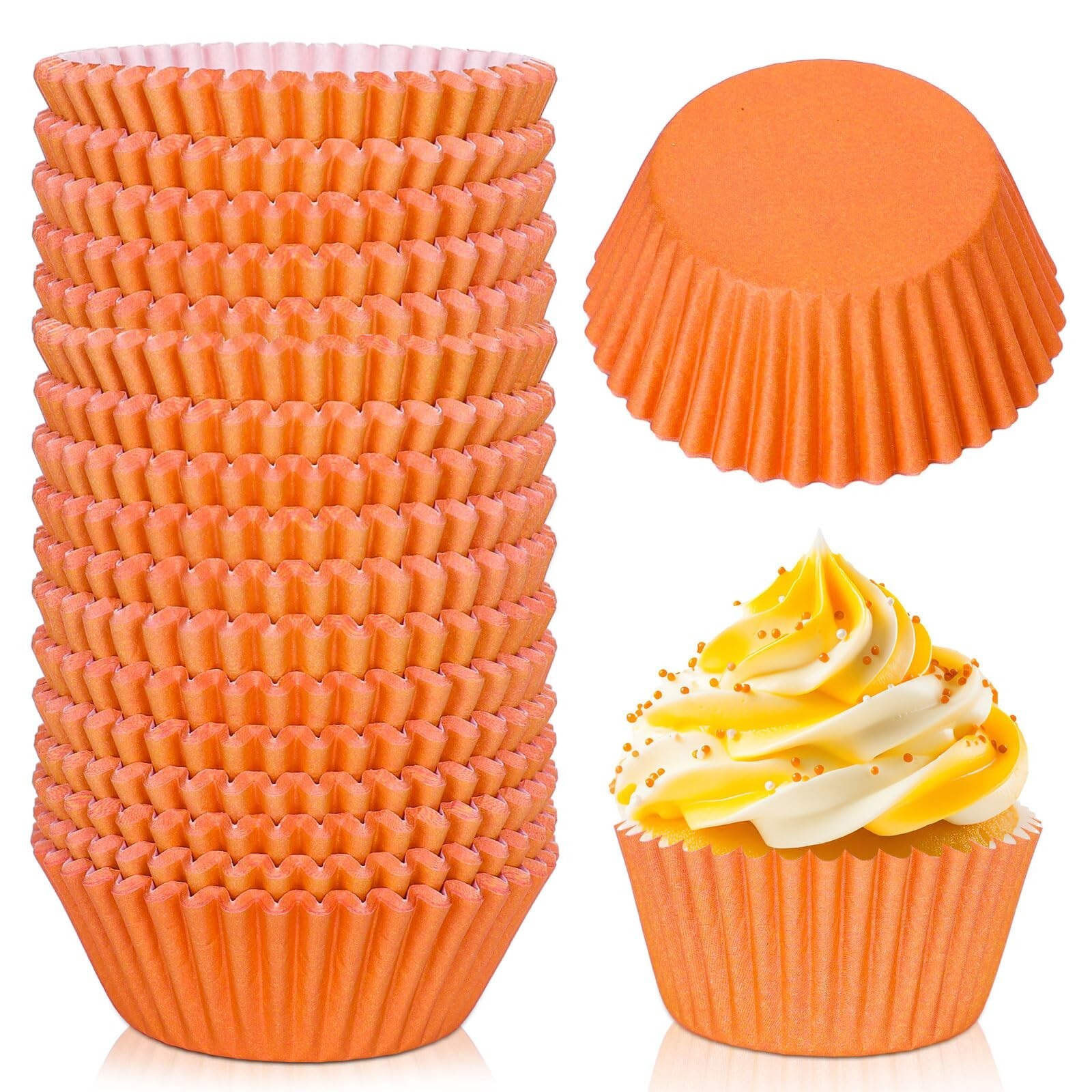 Whaline 300 Orange Cupcake Liners for Fall Autumn Thanksgiving Baking