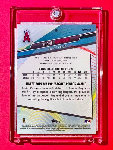 Shohei Ohtani MINT SILVER REFRACTOR 2020 TOPPS FINEST BEAUTIFUL INVESTMENT CARD - Picture 7 of 7