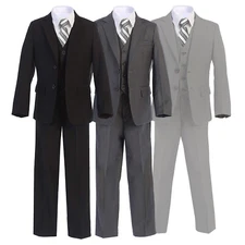 Boltini Italy Kids - Boys Formal 5PC Suit Set: Jacket, Shirt, Tie, Vest, Pants