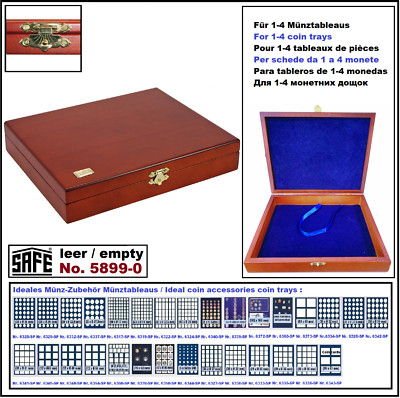 SAFE-5899-0 Elegance-Holz-Münzkassetten Mahagoni-Look leer für 1-4 Münztableaus