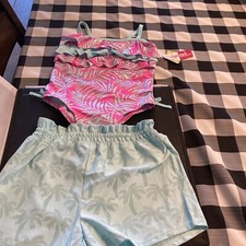 Penelope Mack Pink  Silver Swimsuit With Shorts Size 8