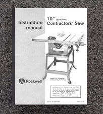 Instruction & Parts Manual Fits Rockwell-Delta Model 34-440 10" Contractors Saw