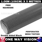 BLACK One Way Vision Perforated Tint Car Window Graphics Privacy Film 1.06M X 5M