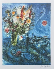 Marc Chagall LA DORMEUSE AUX FLEURS Facsimile Signed & Numbered Lithograph Art