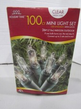 Mini Christmas Lights 26 ft Green Wire Holiday Time 100 Clear Set of 5 Packs