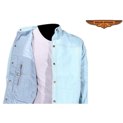 Mens Leather Shirt With Denim Look Size S-6XL NEW DEAL - Picture 4 of 7