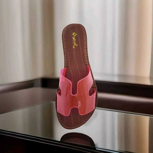 Qupid Athena H Cut Out Sandals Neon Fuchsia Women's Slide Various Sizes - Afbeelding 1 van 6