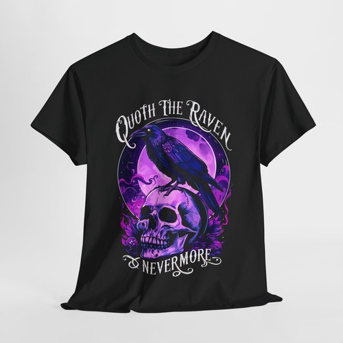 Quoth The Raven Nevermore Shirt - Edgar Allan Poe Literature Gift | DTG Graphic - Picture 11 of 12