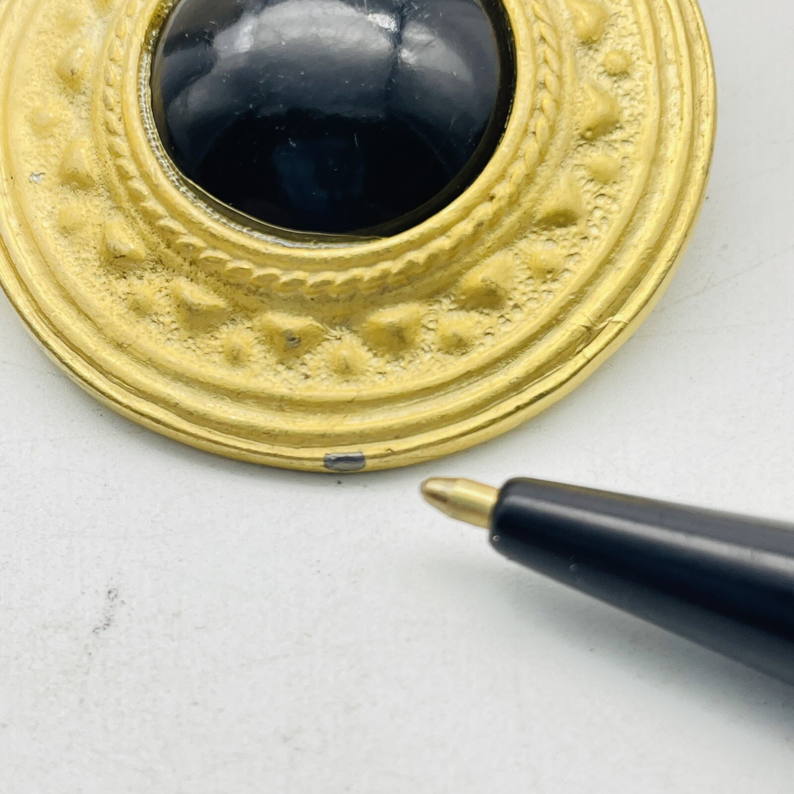 Chunky Gold Tone with Black Bead Center Button Pierce… Gem