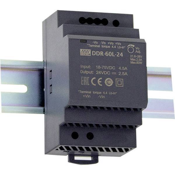 Mean well ddr60g24 convertitore dc/dc per guida din 24 v/dc 2 5 a 60 w 1 x