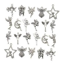 iloveDIYbeads 100g 66pcs Craft Supplies Antique Silver Wings Angel charms
