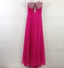 Riva Designs Fuscia Pink Beaded Chiffon Overl...