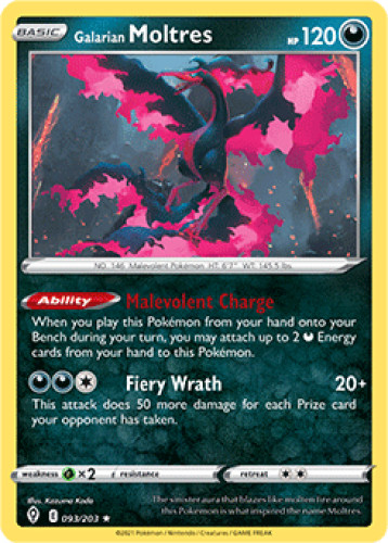 1x Galarian Moltres 093/203 HOLO RARE Evolving Skies Pokemon TCG Card NM
