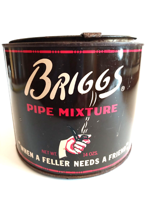 Vintage Empty Briggs Pipe Mixture Tobacco Tin Can w/ Lid P. Lorillard Co