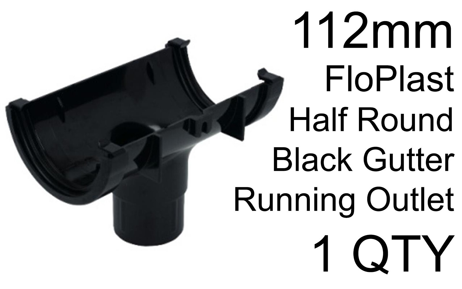112mm FloPlast RO1 Running Outlet Black Gutter 68mm Round Downpipe Guttering
