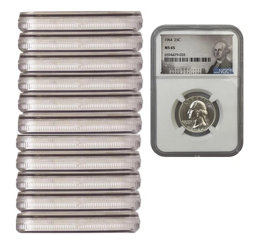 11 Coins 1964 Washington Silver Quarter Coin 25 cents NGC MS65