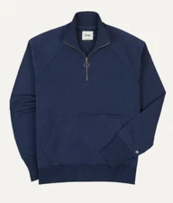 🔥 Drakes Drake's London Quarter Zip Sweatshirt  3XL XXXL Navy Blue (Fits 2XL)