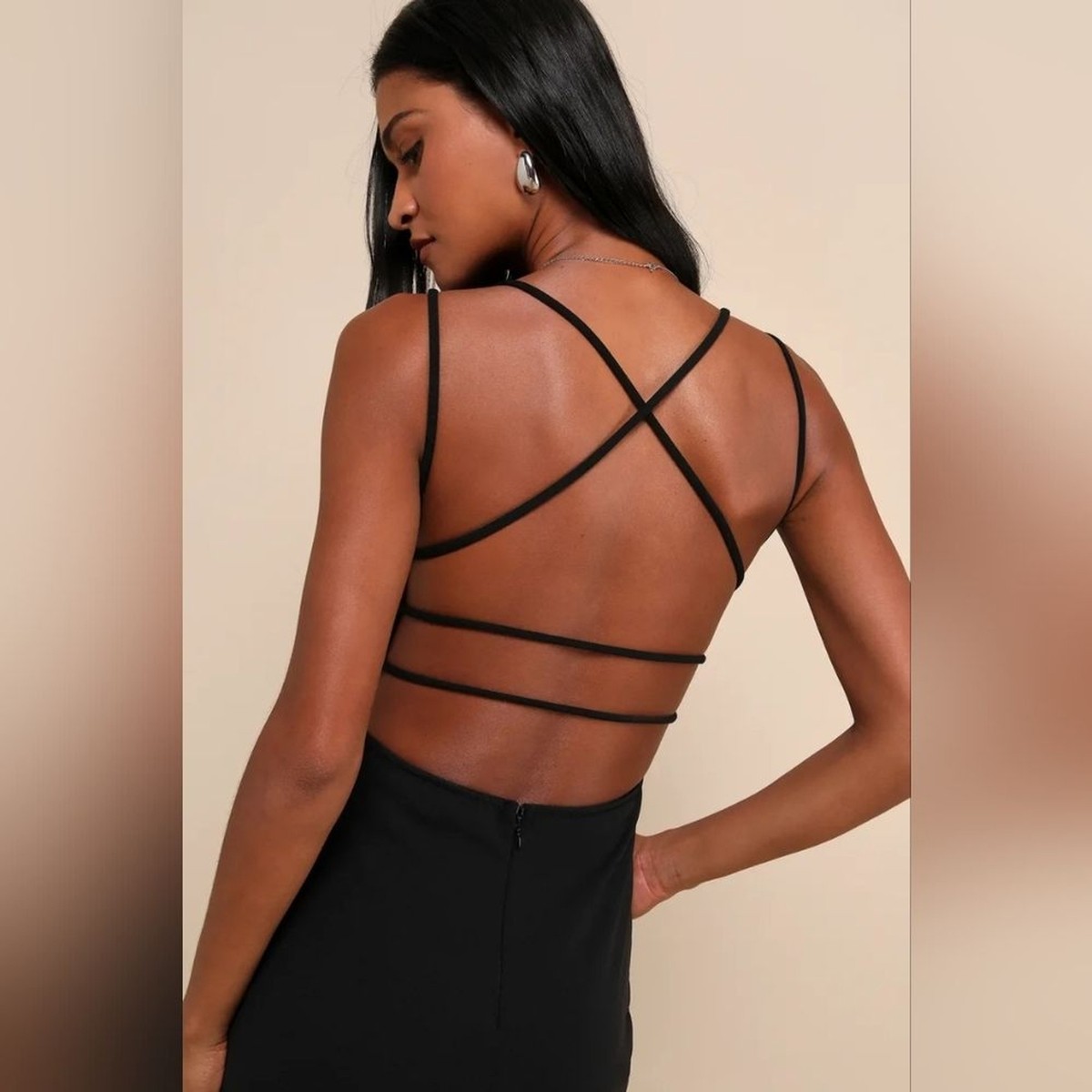 chinese dress ladies Black Backless Maxi Dress With Bow Detail main image 1
