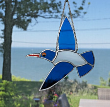 Stained Glass Hummingbird Suncatcher Leaded w/Chain Googly Eye Slag Glass VTG