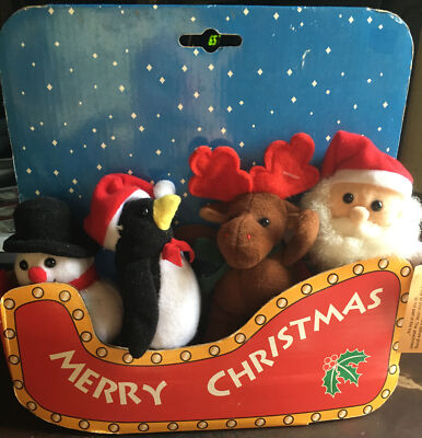 Kids of America Corp Merry Christmas Plush Santa Claus Reindeer Penguin  Snowman