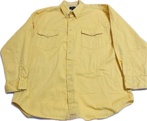 Roper Shirt Western Button Down Men's Size X-Large Yellow Check 2 Button Pockets - Picture 2 of 4