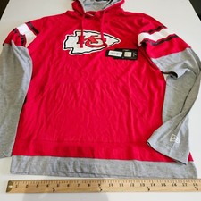 New NFL Team Apparel Red Kansas City Chiefs Lightweight Hoodie Sweatshirt Lrg
