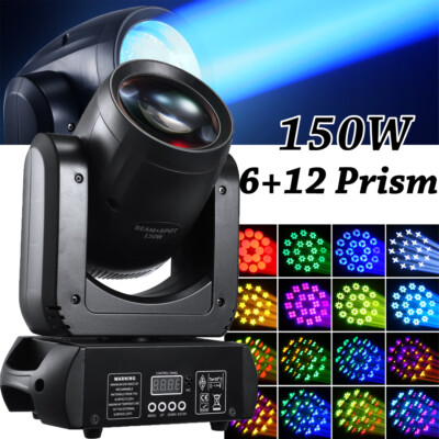 150W LED Beam Moving Head Light 6+12 Prisms 8 Gobo DMX dj Stage Spot Party Light