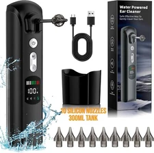 Electric Cordless Vacuum Ear Cleaner Wax Remover Safety Painless with 10 Nozzles
