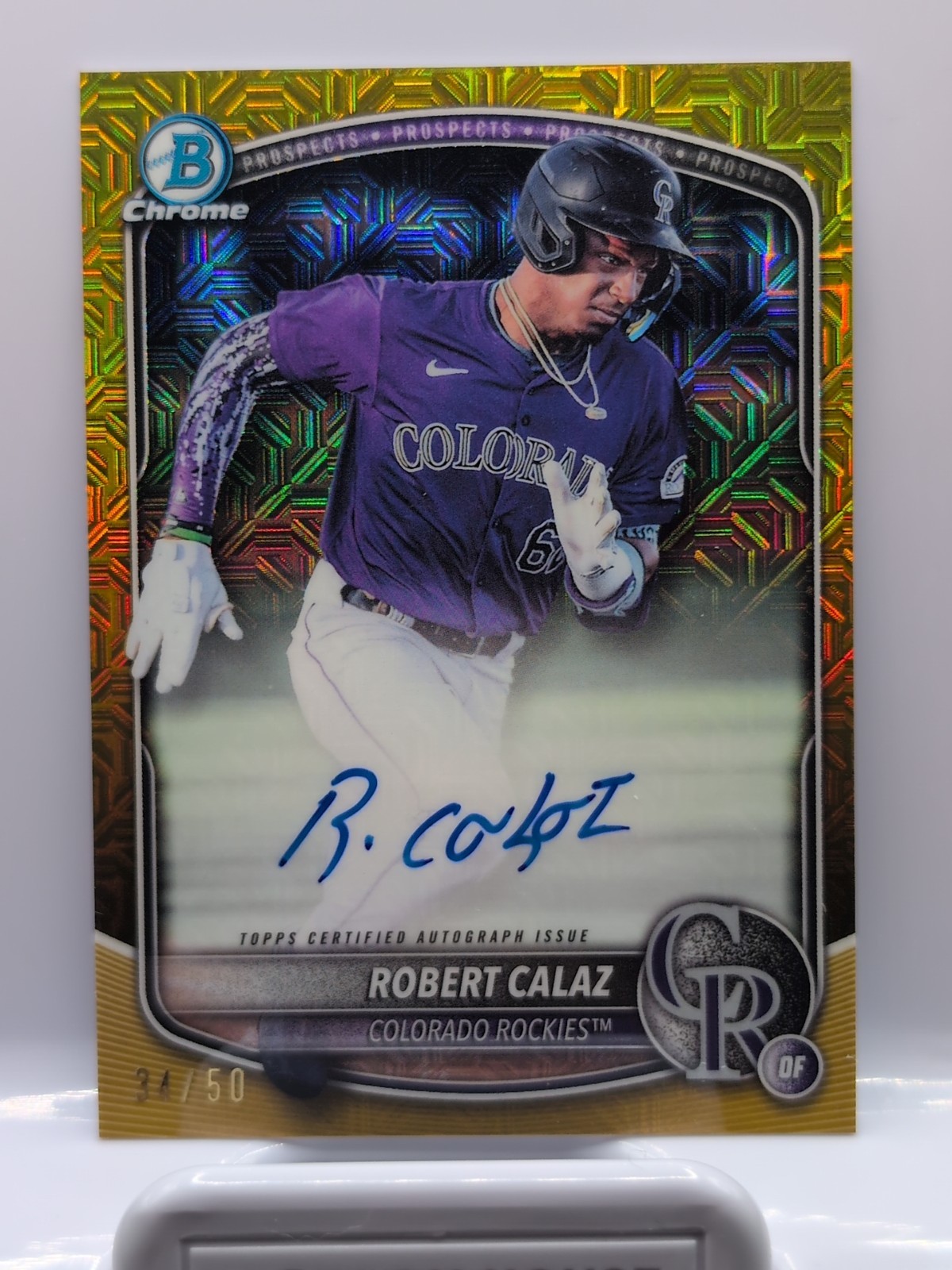 2025 Bowman #BMA-RC Robert Calaz Chrome Auto Mojo Gold Refractor /50