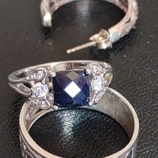 Blue Stone Ring Sterling Silver Size 5 2.46 Grams 925