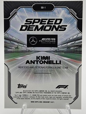 Kimi Antonelli F1 Speed Demons Refractor 2025 Topps Chrome Formula