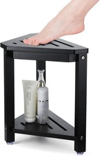 Shower Foot Rest 13.8in, Bamboo Stool for Shaving Legs, yellow, Black