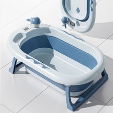 Collapsible Baby Bathtub with Thermometer Infant Bathtub with Drainage Hole VIU