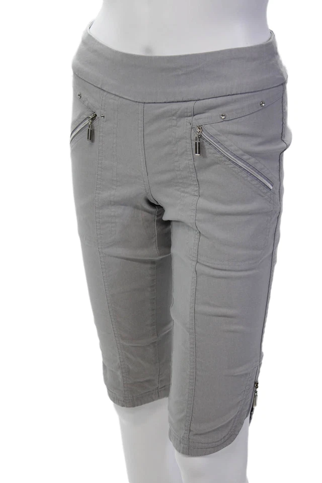 Jamie Sadock Womens Split Leg Silver Toned Stud Details Light Gray Size 2 - Image 2 of 4