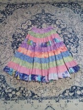 VTG WILLI SMITH M PATCHWORK TIE DYE TIERED CIRCLE MAXI SKIRT 100 COTTON VINTAGE