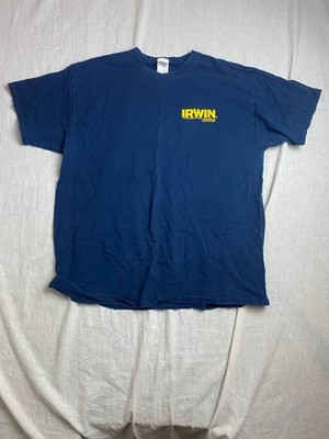 Irwin Tools Mens XL Graphic Print Shirt Navy National Tradesmen Day Cotton