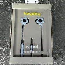 Heyday Wired Earbuds Flower Design Blue Gray In Ear 3.5mm With Microphone