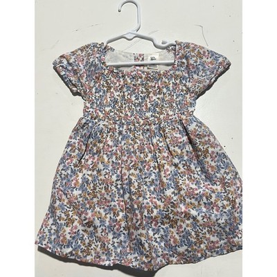 Baby Floral Smocked Summer Cute Dress with Bloomers 18M Blue Pink Cotton Airy
