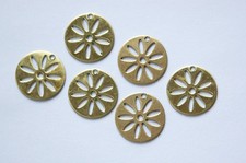1 Hole Raw Brass Cut Out Design Circle Charm Drops 6 mtl214
