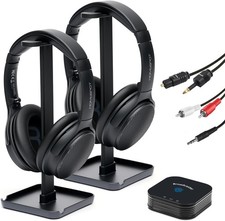 HomeSpot JM320, Auracast TV Headphones with Transmitter for AV Home Black