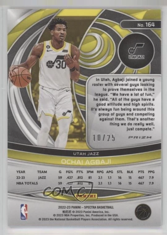 2022-23 Panini Spectra Rookies Meta Prizm /25 Ochai Agbaji #164 Rookie RC - Image 2 of 2