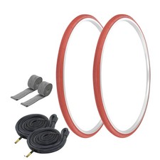 PRO TIRES 700 x 25 RED P-1035 W/ HEAVYDUTY TUBES RIM STRIPS 48mm Schrader