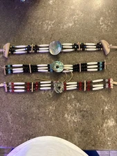 Handcrafted Beaded Choker Necklace with Shell Accents. 