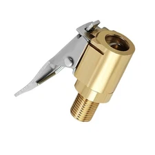 Tire Air Chuck with Clip Adapter, Brass Locking Tire Inflator Nozzle Adapter Con