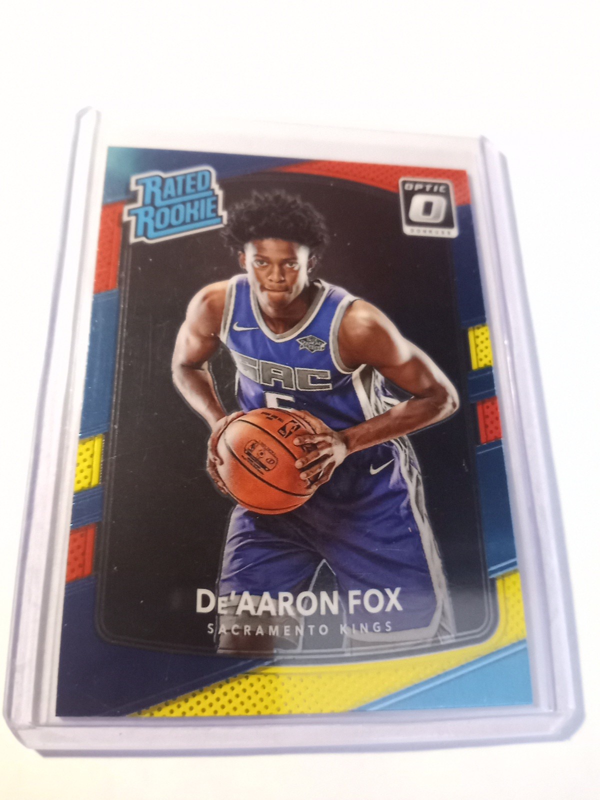 DE'AARON FOX 2017-18 DONRUSS OPTIC RATED ROOKIE RED YELLOW KINGS RC #196 (b)