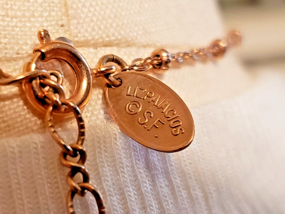 Liz Palacios розовое золото тон розовый AB Swarovski кристалл винтажный стиль ожерелье - Изображение 4 из 4