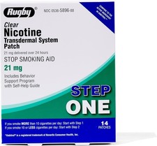 Rugby Clear Nicotine Patches - 21mg Transdermal System Patch - Smoking or Vaping