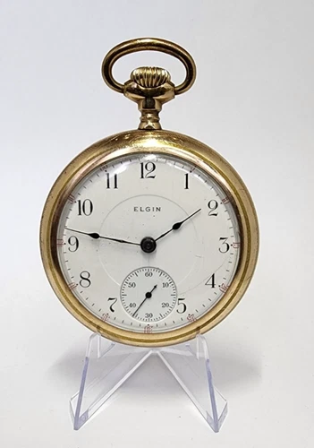 Antique 1910 Elgin Pocket Watch Gold Filled Grade 336 18s 17 Jewels WORKS