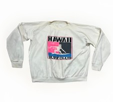 Hawaii Surf Club True Vintage White Crewneck Pullover Sweatshirt 80s 90s M Rare